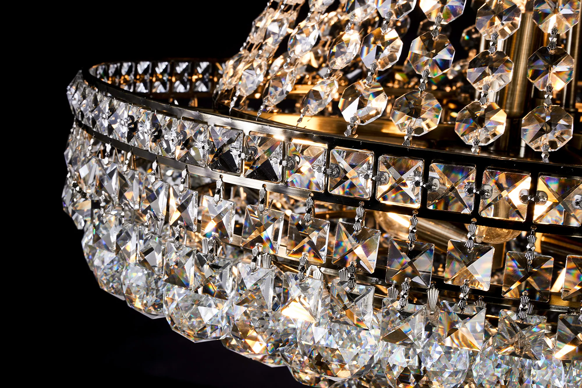 Frances Crystal Chandelier 14 Light (19.8kg) Antique Brass IL32091  Diyas Frances